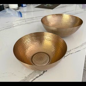 Set of Two metal brushed gold color bowls
